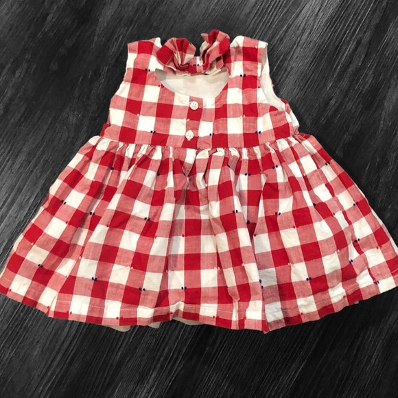 The Children's Place Red & White Checkered Design Baby Girl Dress size 6-9 month - Picture 6 of 7